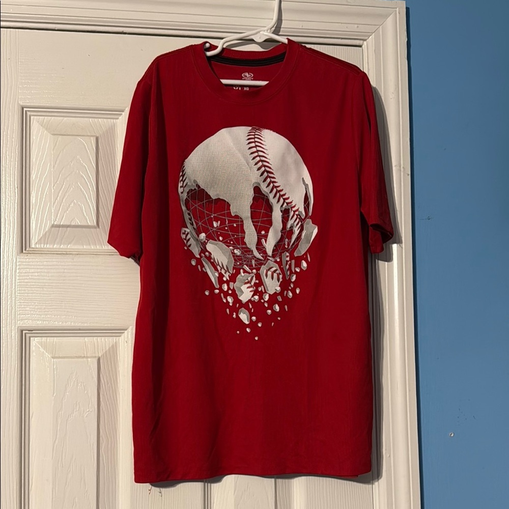 Red Baseball Graphic Long Sleeve Tee